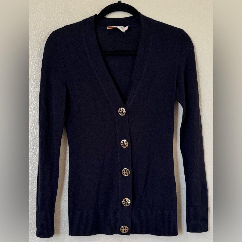 Tory Burch Simone 100% Merino Wool Cardigan Sz XXS